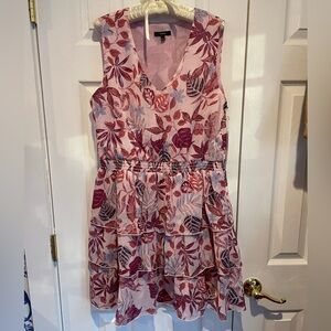 Drew Freda Mini Dress NWT tiered ruffle shimmery flirty pink floral